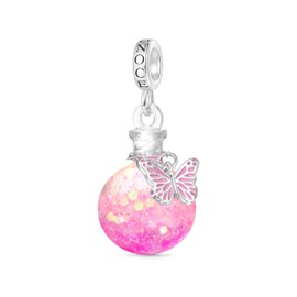 GNOCE Charm Bead Wicked Elphaba Flying on a Broom Charm with Diamond 925 Sterling Silver Beads for Women and Girls Jewellery Gift, Silver, Cubic Zirconia