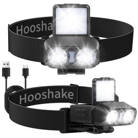 Headlamp LED Rechargeable Flashlight for Adults Ultra-Light Bright Headlight USB C Charging 1200 Lumen Adjustable Water-Proof Motion Sensor for Outdoor Running Camping Hiking Fishing 2-Pack