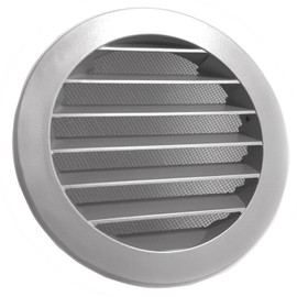 Weather protection grille black/grey DN: 100 125 150 160 200 Ventilation Grille Round Aluminium with Fly Screen, grey