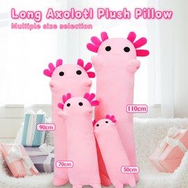 MIAOHAHA Plush Axolotl Toy Stuffed Animal Axolotl Toy Pillow Body Pillow Gift for Kids and Girls (Pink,70cm/27.5in)