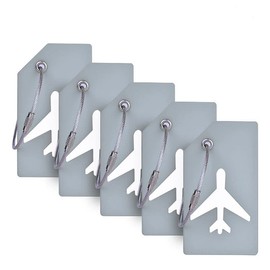 5Pack Silicone Luggage Tag with Name ID Card Perfect to Quickly Spot Luggage Suitcase by Ovener (Gray)