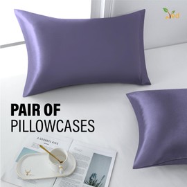 VED Satin Pillow Cases 2 Pack, Silky Pillowcases for hair and skin with Envelope Closure, Standard Size, 50x66 cm (LILAC)