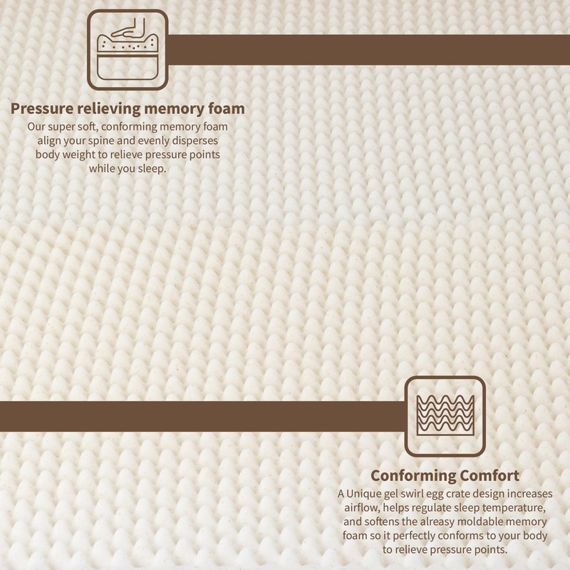 Greaton, 1-Inch Convoluted Copper-Infused Memory Foam Mattress Toppers, Cooling and