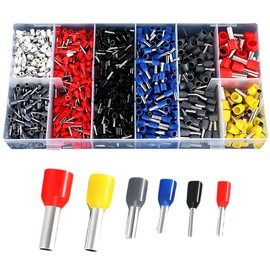 Buaak Twin Wire End Ferrules Set, Wire End Ferrules, Cable Lugs, Cable Lugs Set with Wire Sleeve Box, Double Wire End Ferrules, Insulated Wire Ferrules, Cable End Ferrules for Wire Connection, Pack of