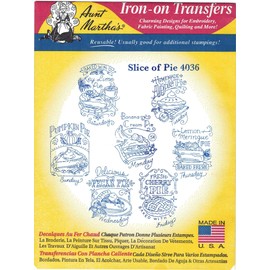Slice of Pie Aunt Martha's Hot Iron Embroidery Transfer