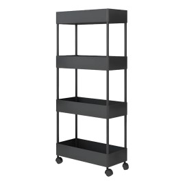 4 Niveles Carrito Organizador Plstico Multiusos Utilitario Color Negro Producto de Alta Calidad                                                       