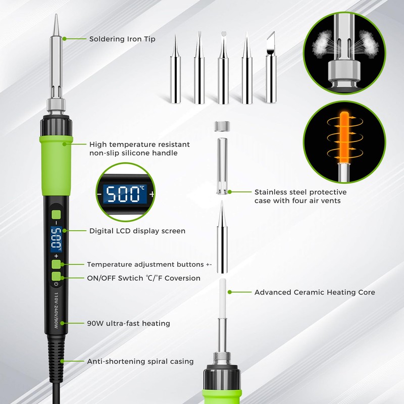 YEEHONEC Soldering Iron Kit | 90W LCD Soldering Iron with