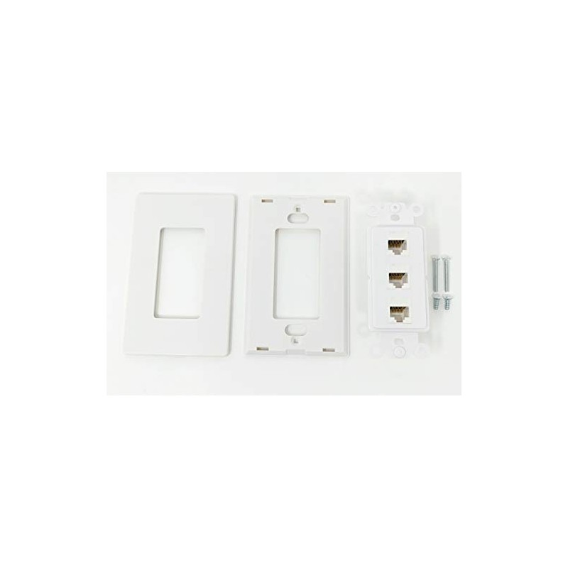 RiteAV Decorative 1 Gang 3 Port Cat6 Wall Plate -