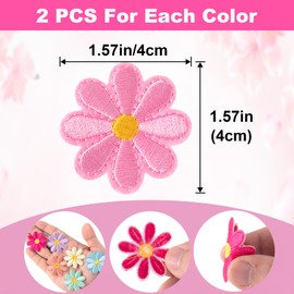 Winsyison 14pcs Flower Iron on Patches, Colorful Embroidered Daisy Appliques, Cute Floral Applique Repair Patch Sewing Accessories for Clothing Jeans Jackets Shirts Bags- 7 Colors