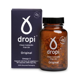 Dropi Icelandic Extra Virgin Cod Liver Oil (Unflavoured, 60 Capsules)