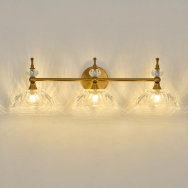 Qgiytp Vintage Bathroom Light Fixtures Gold Bathroom Vanity Light with Glass Shade G9 Bulb Wall Sconces Lighting for Bedroom Living Room Kitchen Hallway
