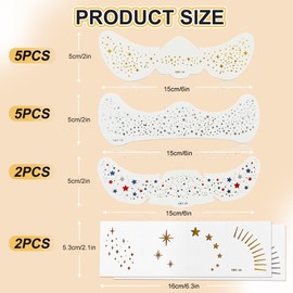 14PCS Glitter Freckles Face Tattoo Gold + Silver Face Makeup Patches Glow Up Face Sparkle Freckles for Music Festival Rave Accessories for Women Festival