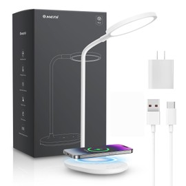 G Keni Ultra Bright Cordless Desk Lamp with Wireless Charger for Home Office Dorm, 4000mAh Dimmable Bedside Reading Desk Lamp with Timer, 3 Color Modes, Eye Care Touch Desk Light for Study Work (X5)