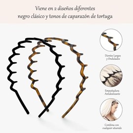 GeorgeX Diadema Ondulada, 2 Piezas Diademas Zigzag para Mujeres y Hombres Diadema de Plástico para Correr, Baño y Maquillaje (Negro+Marrón, Talla únic