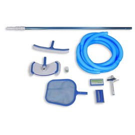 vidaXL XXL Pool Cleaning Set - Comprehensive Chlorinator Cleaning Kit with Vacuum Head, Leaf Skimmer, Wall Brush, Long Hose and Test Kit for Safe and Efficient Pool Maintenance