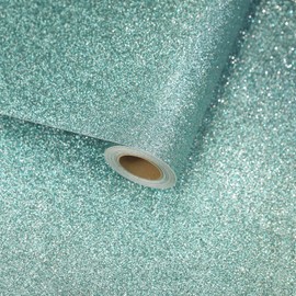 VaryFloral Aqua Cyan Glitter Wallpaper Stick and Peel Removable Turquoise Sparkle Glitter Contact Paper for Cabinet DIY Home Decoration Textured Bling Sequins Wallpaper for Accent Walls 11.8"x118"