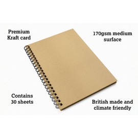 Artgecko Kraft Paper Sketch Book A4 Portrait - 60 Pages (30 Sheets) 170gsm Kraft Card