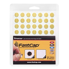 FastCap 1/2" (13mm) Screw Hole Covers. Made from Prefinished Real Wood with UltraBond PSA super thin adhesive. Made in USA. Yellow Pine color. (56 Round Stickers on each sheet -Retail Pack of 5 Sheet)