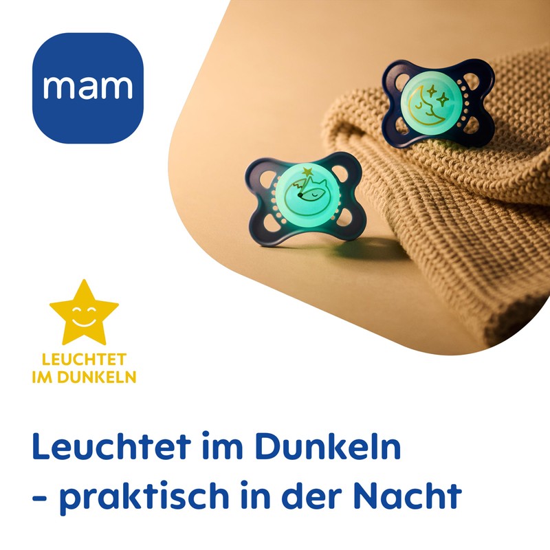 MAM Original Day & Night Soothers, 0-6 Months, Fox/Moon, Pack