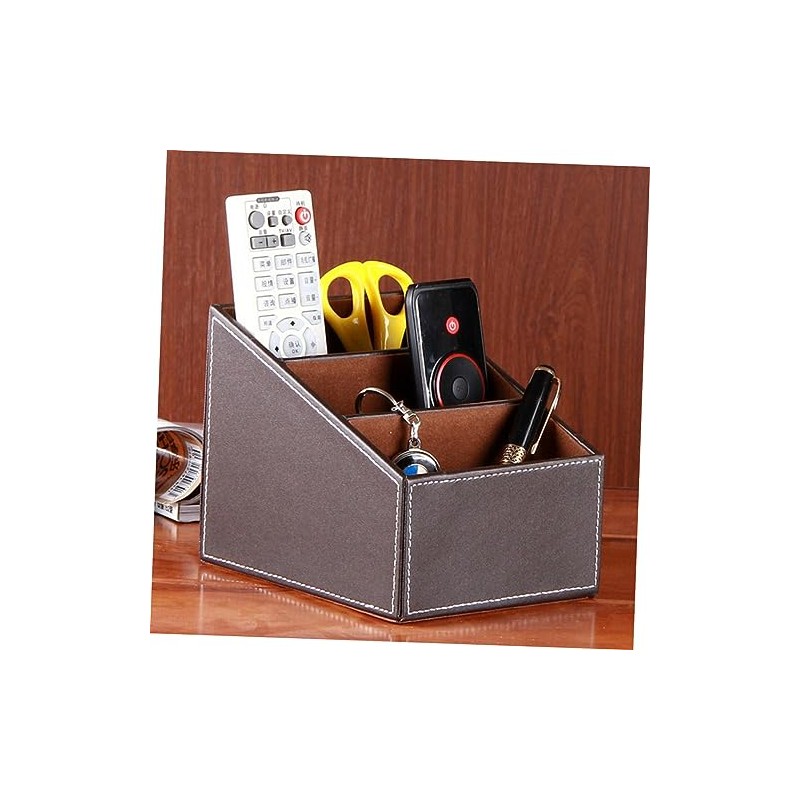 STOBOK Pu Leather Remote Control and Cd Organizer Caddy Holder