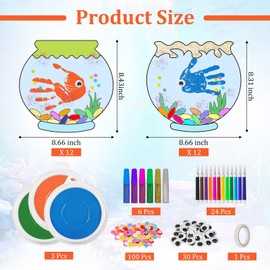 Cinrobiye 24 Set Summer Craft Kit Under The Sea Animal Handprint Craft Make You Own DIY Ocean Scene Crafts for Home School Classroom Art Project Activities Birthday Party Favor Supplies Decorations