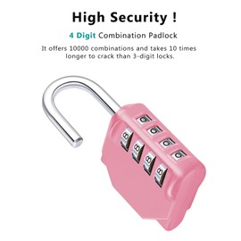 ZHEGE Combination Lock, 4 Digit Combination Padlock Outdoor, School Lock, Gym Locks (Pink)