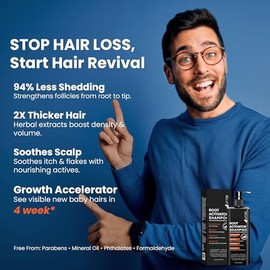 Champú Activador de Raíces para Hombre: Champú para el Crecimiento del Cabello para la Caída y Adelgazamiento del Cabello - 300 mL / 10.1 fl oz