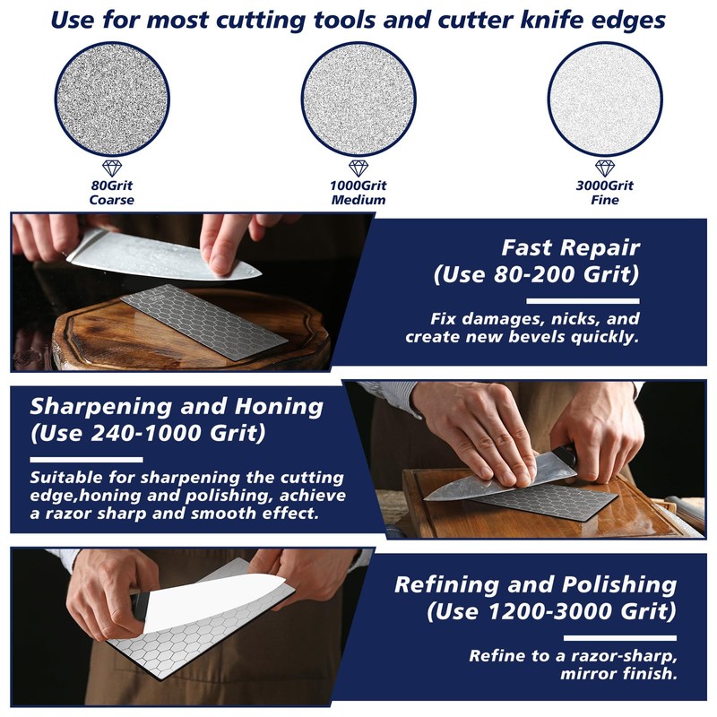 15 Pcs Diamond Sharpening Stone, Diamond Lapping Plate with Extra