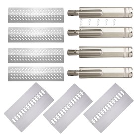 4 Pcs 16516 Stainless Steel Burners for Bull Grill Replacement Parts and 4 Pcs 16631 Flame Tamer Flavor bar with 3 Pcs 16520 Heat Plate Shield,Fits for Bull Blaze Lion, Cal Flame 4 Burner Gas Grills