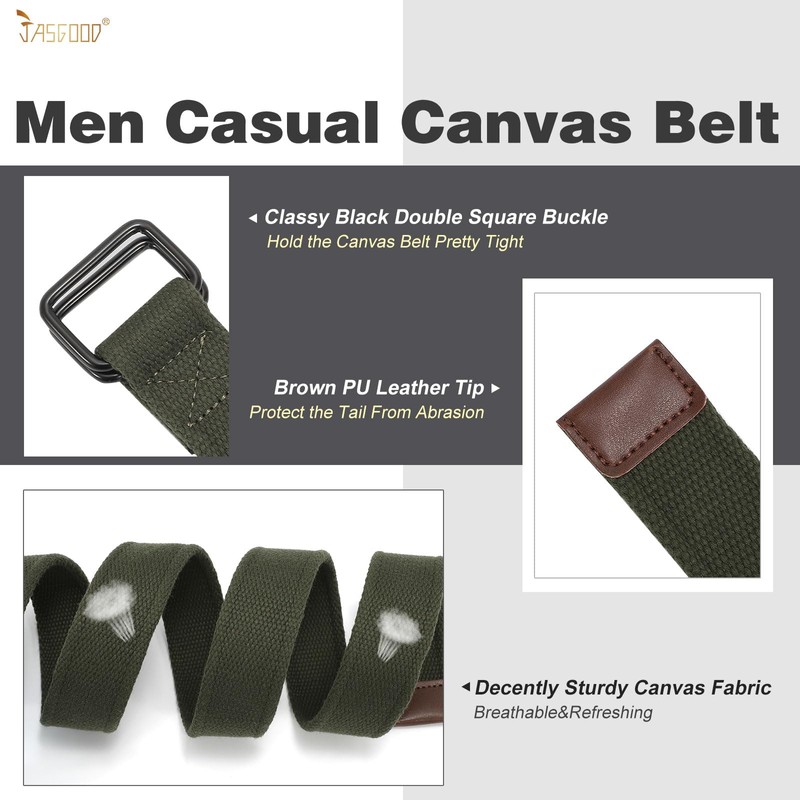 JASGOOD Men Canvas Fabric Belts Casual Web Cloth Belts with