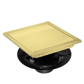 morefine Gold Shower Floor Drain 6 inch with Flange, Square Shower Drain with 2 in 1 Tile-Insert Cover, SUS 304 Stainless Steel, Brushed Gold