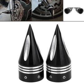 Unbranded Black Cut Spike Front Axle Nut Covers For Harley Street Electra Glide Softail US