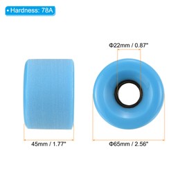 PATIKIL 65mm 78A Longboard Wheels Soft, 4 Pack Cruiser Wheels Street Wheels for Skateboards Skateboard Wheel PU Frosted, Blue