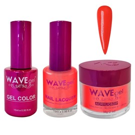 WAVEGEL Soak-Off Gel, Nail Lacquer & Acrylic/Dip Powder Matching Set - Princess Collection - #99 Hot Kiss