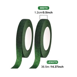 MVPACKEEY 2Rolls Florist Tape Green Flower Tape Florist Green Tape Floristry Supplies Florist Stem Tape Wrap for Crafts Bouquets Stem Vases Artificial Flowers(1.2cmWidth,36.5Length)