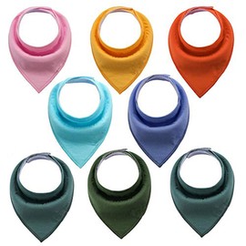 Baby Bandana Drool Bibs With Snaps (8 Pack) For Boys and Girls 100% Absorbent Soft Cotton Bandana Baby Bibs for Teething Feeding (BC061)