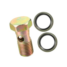 REPAIROCK Single Banjo Bolt Kit, M14x1.5 Length 34mm Metric Thread Turbo Brake Line Fitting Adapter Universal for Car Durable Metal Bronze Tone W/Washers Auto Replacement Parts