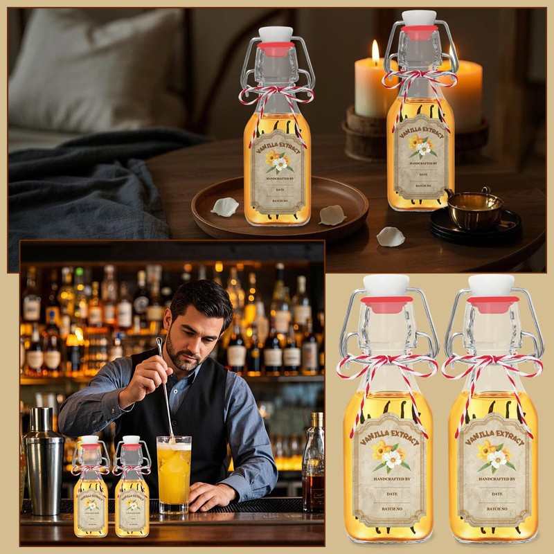 20 Pack Swing Top Glass Vanilla Extract Bottles 4 oz
