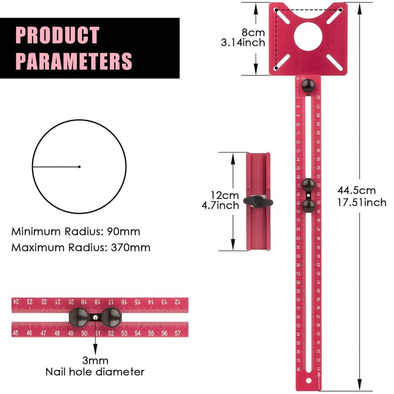 XASMA 4in1 Router Milling Groove Bracket, Aluminum Alloy Circle Cutting