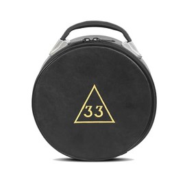 33RD DEGREE SCOTTISH RITE CROWN CAP CASE -IMITATION BLACK LEATHER MACHINE EMBROIDERYL LOGO