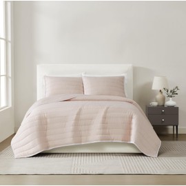 Christian Siriano NY Cotton Sateen Blush King 3 Piece Quilt Set