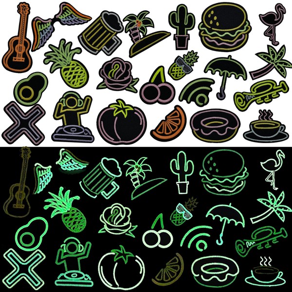 Attuslla 22 PCS Glow in Dark Sew on Patch, Iron