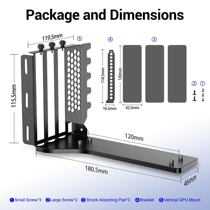 BTBcoin Vertical GPU Mount with PCIE 4.0 Riser Cable 200mm,