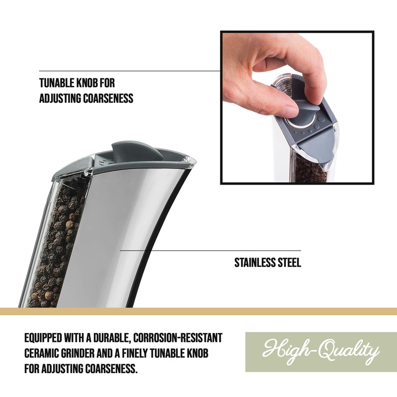 Trudeau Plus Pepper Chrome Graviti Mill, 8", Silver (07117021)