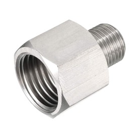uxcell Pipe Fitting Adapter M10-1.0 Male to M14-1.5 Female, Stainless Steel for Water Oil Air Pressure Gauge