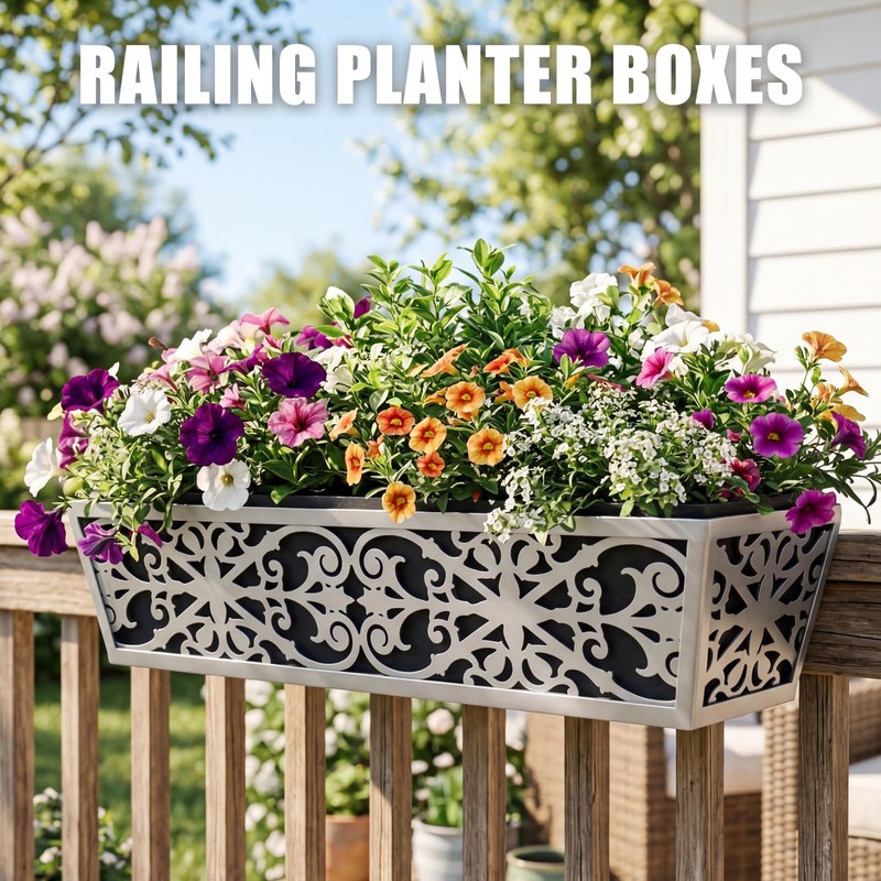 4 Pack 24 Inch Window Boxes Planter for Outdoor Plants