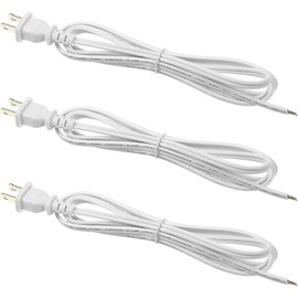 Fiada 3 Pack Lamp Cord with Molded Plug, Lamp Cord Stripped Ends Ready for Wiring (White, 6 Feet)