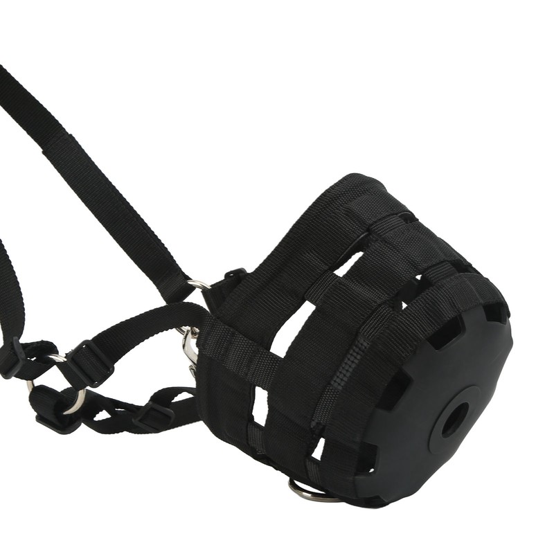 Black Horse Grazing Muzzle Easy Breathe Horse Mouth Cover with