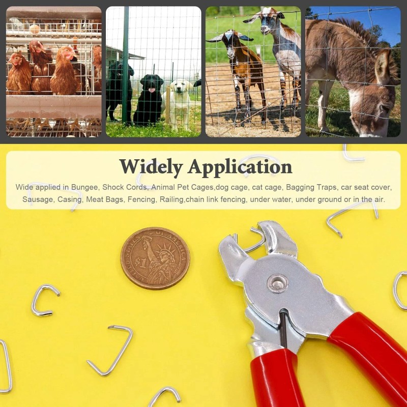 Rustark Hog Ring Pliers Set With 240 Galvanized Hog Rings