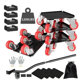 Furniture Dolly,Furniture Movers with 5 Wheels,Carbon Steel Panel Heavy Duty Dolly,Furniture Lifter with 5 360° Rotatable Rubber Universal Wheels,Maximum Load 1800LBS (Black, 4.1x4.1 in)